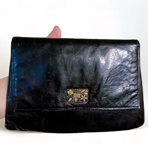 Vintage 50s 60s Beautiful Buttery Leather Boho Envelope Clutch Handbag Belt Bag